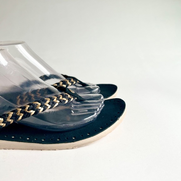 UGG Black Gold Textile Leather Rubber Outsole Flip Flops size 10 - Picture 14 of 14